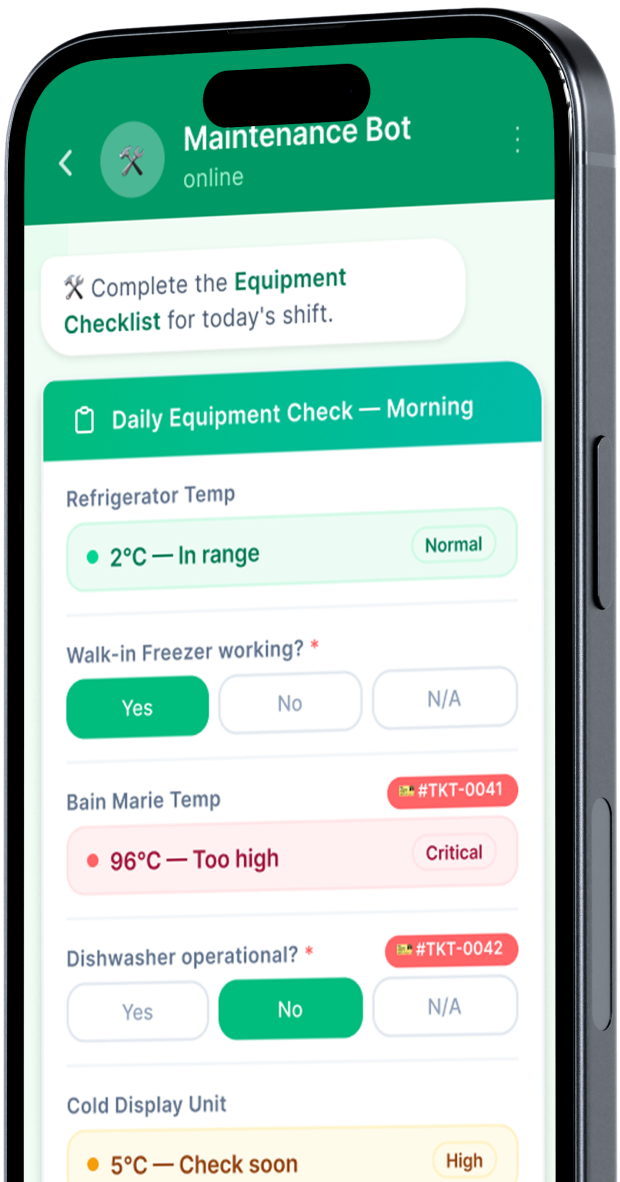 Linemate WhatsApp operations app on a phone