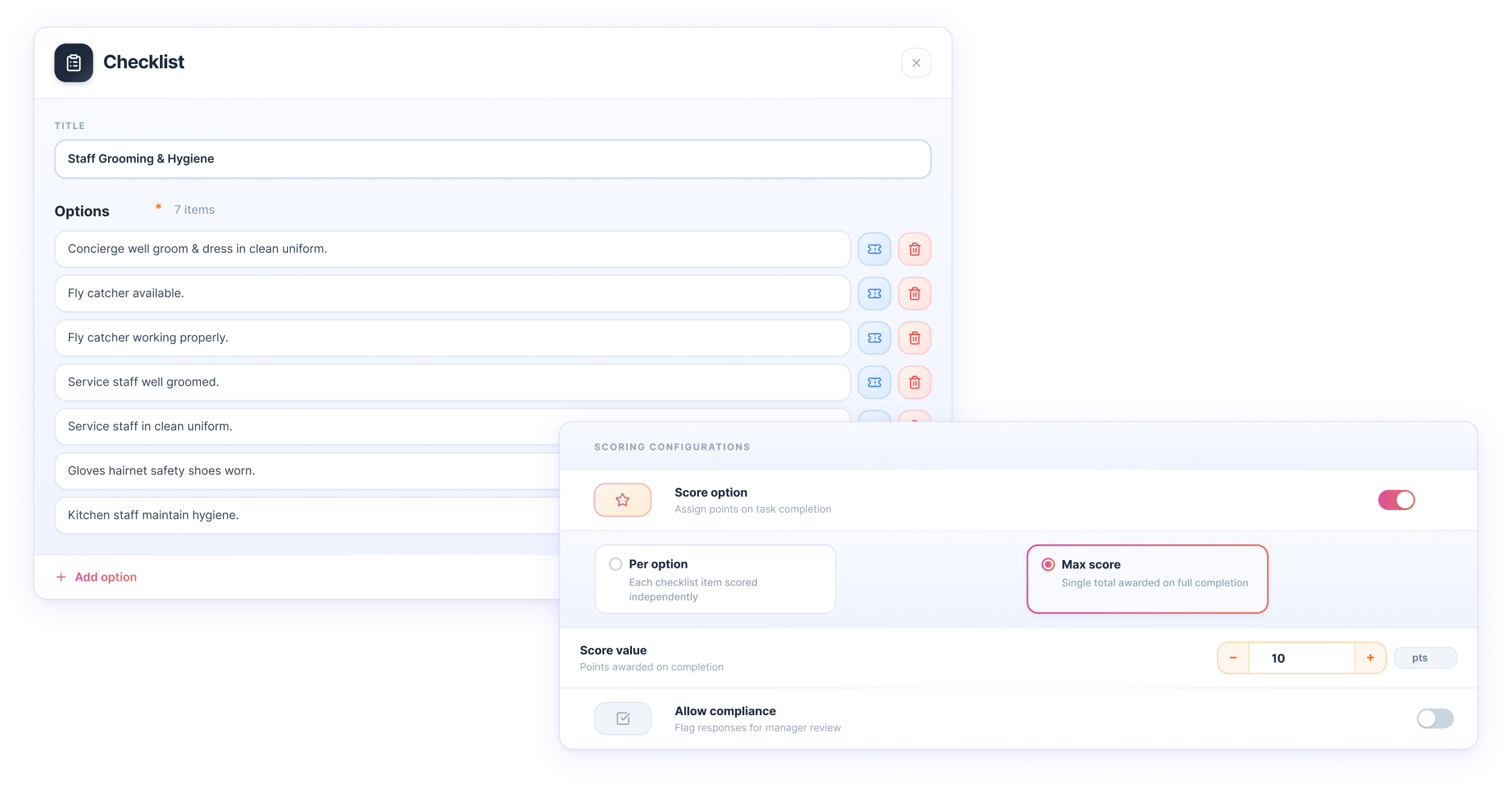 Checklist builder and form editor